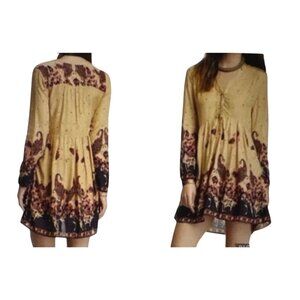 Free People Women's Size XSmall Tan and Burgundy Dress.